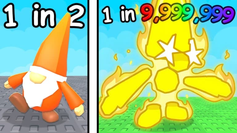 Official Roll A Gnome artwork showing an orange gnome and a glowing rare gnome